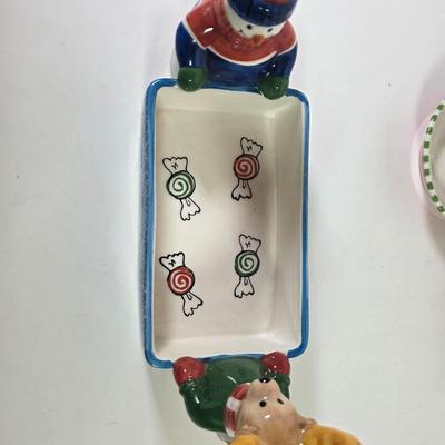 LOT 86D: Vintage Ceramic Christmas Collection Includes Department 56 Sleeping Snowman Candle Stick Holder, Beautiful Fine Porcelain...