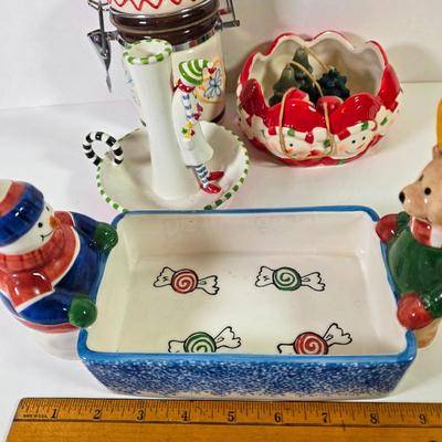 LOT 86D: Vintage Ceramic Christmas Collection Includes Department 56 Sleeping Snowman Candle Stick Holder, Beautiful Fine Porcelain...