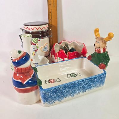 LOT 86D: Vintage Ceramic Christmas Collection Includes Department 56 Sleeping Snowman Candle Stick Holder, Beautiful Fine Porcelain...