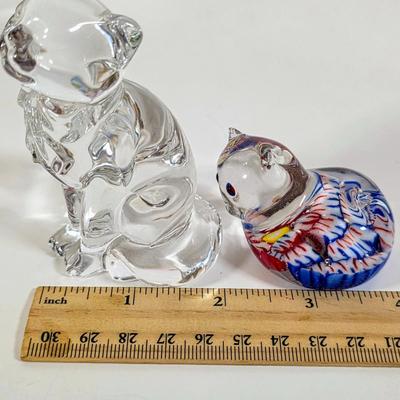 LOT 90D: Glass Coasters Made in Stockton, NJ Sunflower Glass Studio, Vintage Cat Vase, Cobalt & Ruby Colored Cat Suncatchers &...