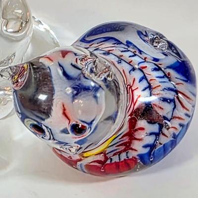 LOT 90D: Glass Coasters Made in Stockton, NJ Sunflower Glass Studio, Vintage Cat Vase, Cobalt & Ruby Colored Cat Suncatchers &...