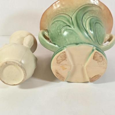 LOT 91D: Vintage McCoy Double Handle Bowl/Planter & Art Deco Double Handle Vase