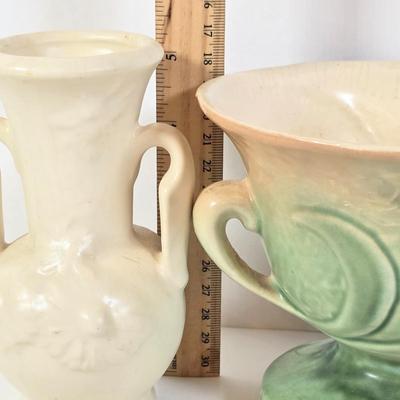 LOT 91D: Vintage McCoy Double Handle Bowl/Planter & Art Deco Double Handle Vase