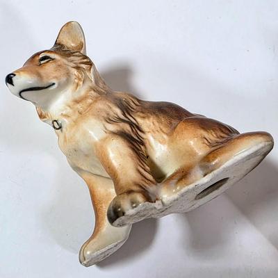 LOT 93D: Vintage Royal Doulton Collie Figurine, Joseph Original Porcelain Christmas Dachshund, Wired Hair Terrier, MCM Cobalt Blue Glass...