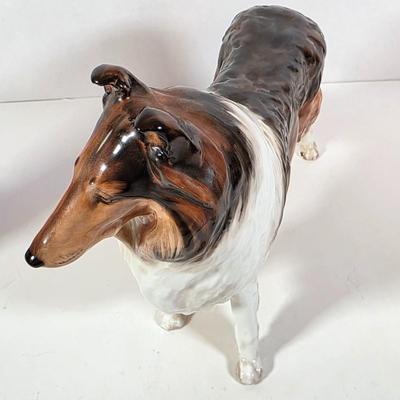 LOT 93D: Vintage Royal Doulton Collie Figurine, Joseph Original Porcelain Christmas Dachshund, Wired Hair Terrier, MCM Cobalt Blue Glass...