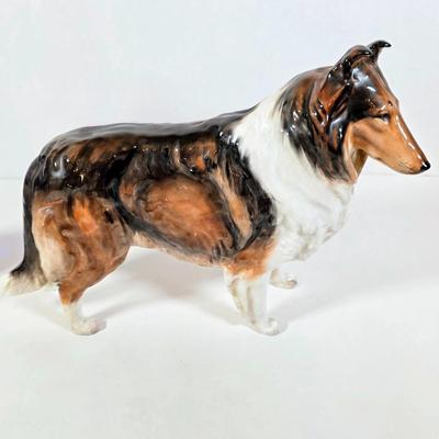 LOT 93D: Vintage Royal Doulton Collie Figurine, Joseph Original Porcelain Christmas Dachshund, Wired Hair Terrier, MCM Cobalt Blue Glass...