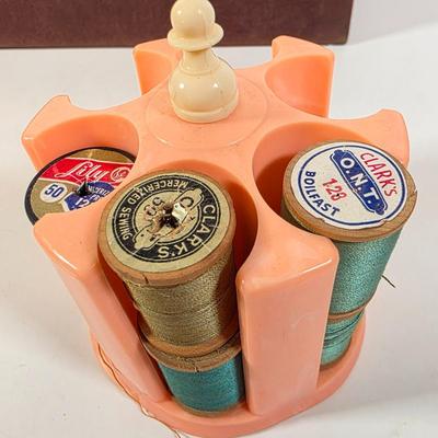 LOT 96D: Beautiful Vintage Sewing Basket, With Large Assortment Of Notions & 2 Craft Hot Glue Guns