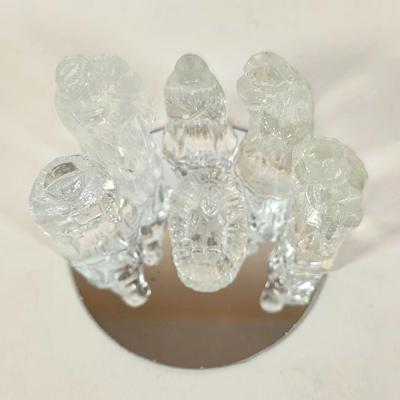 LOT 97D: Vintage Crystal Nativity Set, Sitting On Removable Mirror Base
