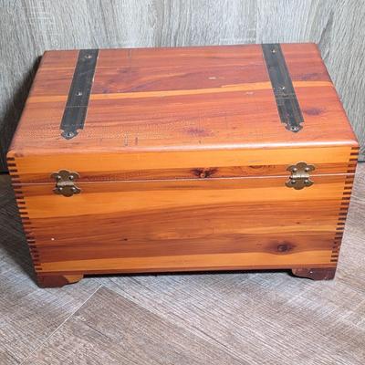 LOT 99D: 2 Small Cedar Chests, 1 Whale Decor Chest W/Two Drawers & 1 Metal Strap Decor Chest