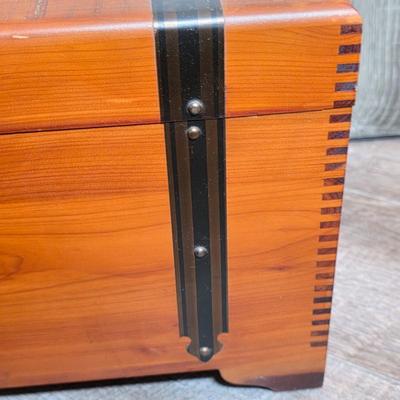 LOT 99D: 2 Small Cedar Chests, 1 Whale Decor Chest W/Two Drawers & 1 Metal Strap Decor Chest