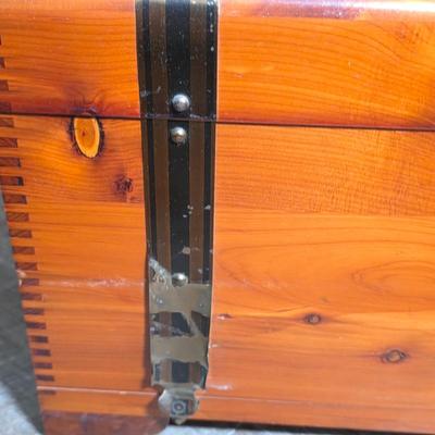 LOT 99D: 2 Small Cedar Chests, 1 Whale Decor Chest W/Two Drawers & 1 Metal Strap Decor Chest