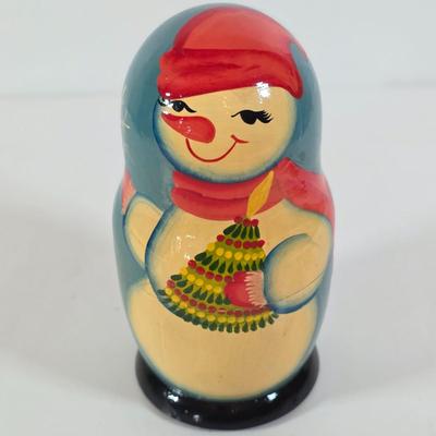 LOT 100D: Vintage Styrofoam Santa Decoration, Snowman Nesting Doll, Plastic Nativity Scene Made In Germany & 2 Reindeer