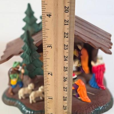 LOT 100D: Vintage Styrofoam Santa Decoration, Snowman Nesting Doll, Plastic Nativity Scene Made In Germany & 2 Reindeer