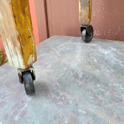 LOT 108: Vintage Wooden Lecturn on Wheels