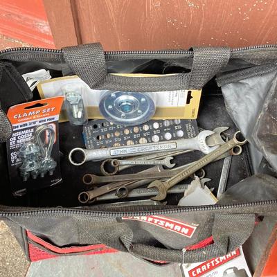 LOT 127G: Craftsman Collection - Metal Toolbox / Large Mouth Tool Bag with Contents and Stanley Level