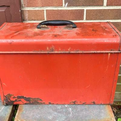 LOT 127G: Craftsman Collection - Metal Toolbox / Large Mouth Tool Bag with Contents and Stanley Level