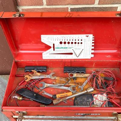 LOT 127G: Craftsman Collection - Metal Toolbox / Large Mouth Tool Bag with Contents and Stanley Level