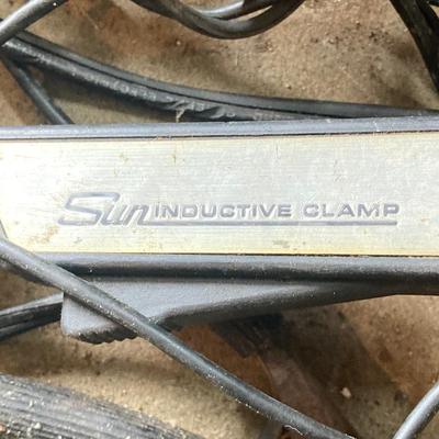 LOT 131S: Automotive Lot - Rolling Seat, Stands, Car Waxer, Hanging Light / Power Cord, Funnel, Sun Inductive Timing Light Model 7501 and...
