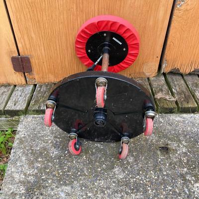 LOT 131S: Automotive Lot - Rolling Seat, Stands, Car Waxer, Hanging Light / Power Cord, Funnel, Sun Inductive Timing Light Model 7501 and...