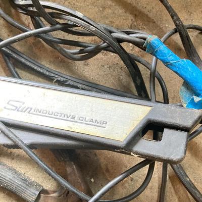 LOT 131S: Automotive Lot - Rolling Seat, Stands, Car Waxer, Hanging Light / Power Cord, Funnel, Sun Inductive Timing Light Model 7501 and...