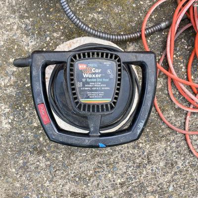 LOT 131S: Automotive Lot - Rolling Seat, Stands, Car Waxer, Hanging Light / Power Cord, Funnel, Sun Inductive Timing Light Model 7501 and...