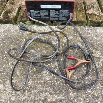 LOT 132S: Century Model 87151 Battery Charger, Husky Jack in Case, Jumper Cables and Power Cord