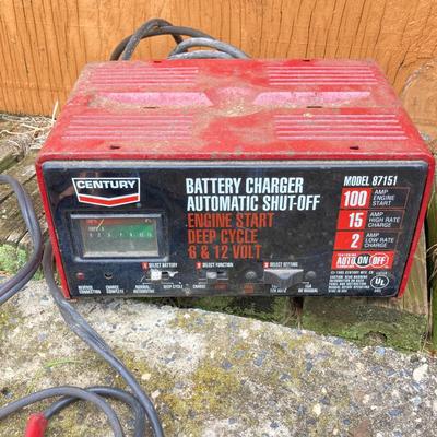 LOT 132S: Century Model 87151 Battery Charger, Husky Jack in Case, Jumper Cables and Power Cord