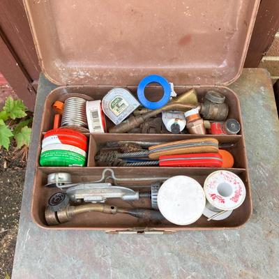 LOT 139G: Vintage Tools - Power House Sabre Jig Saw, Weller Soldering Gun, Soldering Kit, Saw Blades in Wood Storage Box and More