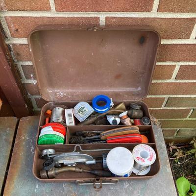 LOT 139G: Vintage Tools - Power House Sabre Jig Saw, Weller Soldering Gun, Soldering Kit, Saw Blades in Wood Storage Box and More