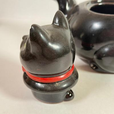 LOT 143L: Black Cat Collection: Vintage Virginia Cigarette Box, Teapot, Vase & More