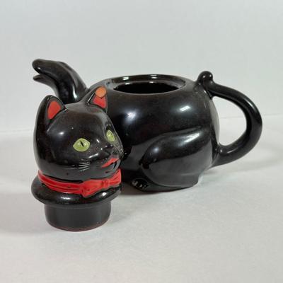 LOT 143L: Black Cat Collection: Vintage Virginia Cigarette Box, Teapot, Vase & More