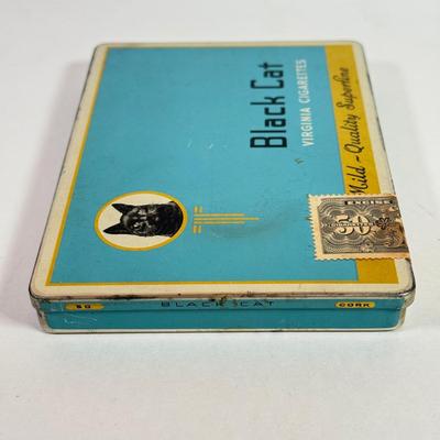 LOT 143L: Black Cat Collection: Vintage Virginia Cigarette Box, Teapot, Vase & More