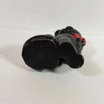 LOT 144L: Vintage Cast Iron Black Cat w/ Small Metal Cat & Glass Cat w/ Moon Disc