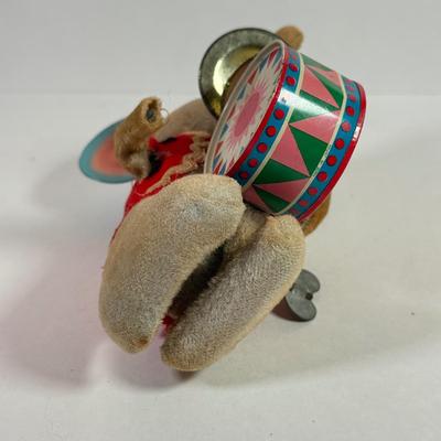 LOT 146L: 1960s Elephant One Man Band Wind Up Toy, Vintage Ceramic Doll made in Japan & Composite Mini Doll