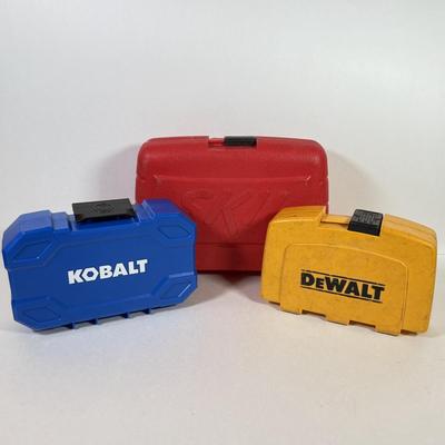 LOT 151L: Three Boxes of Drill Bits: Skil, Dewalt & Kobalt (incomplete)