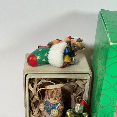 LOT 153L: Collection of Cat & Dog Ornaments: Schmid, Handmade & More