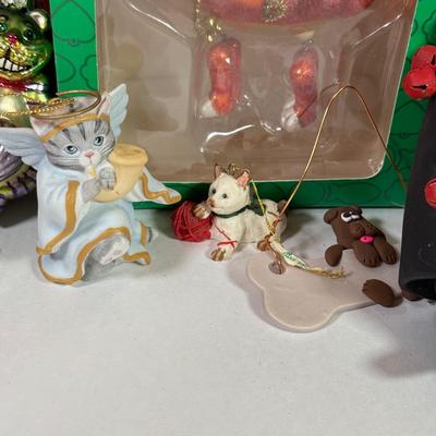 LOT 153L: Collection of Cat & Dog Ornaments: Schmid, Handmade & More