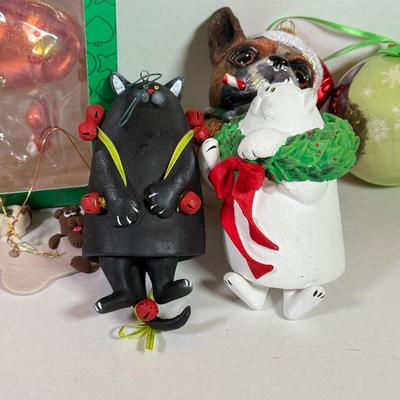 LOT 153L: Collection of Cat & Dog Ornaments: Schmid, Handmade & More