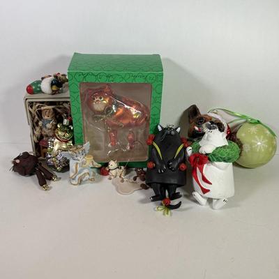 LOT 153L: Collection of Cat & Dog Ornaments: Schmid, Handmade & More