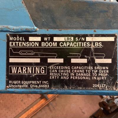 LOT 161G: Ruger HP18CJ Rolling Industrial Crane / Hoist - 2000 lb Capacity