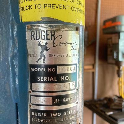 LOT 161G: Ruger HP18CJ Rolling Industrial Crane / Hoist - 2000 lb Capacity