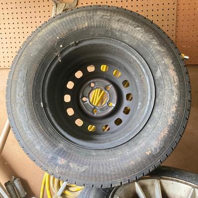 LOT 164G: Tires and Wheels - Six Tires, Hankook, Goodyear and More (5 Lug Wheels Included)