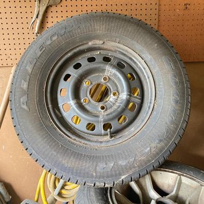 LOT 164G: Tires and Wheels - Six Tires, Hankook, Goodyear and More (5 Lug Wheels Included)