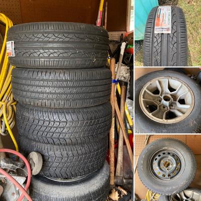 LOT 164G: Tires and Wheels - Six Tires, Hankook, Goodyear and More (5 Lug Wheels Included)