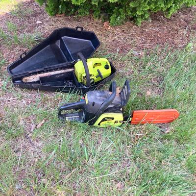 LOT 165G: Pair of Poulan Gas Powered Chain Saws (Super Micro Deluxe / Model 3314) - Includes Carrying Case