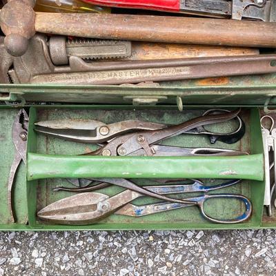 LOT 167G: Allegheny Cordless Impact Wrench and Battery in Storage Case, Metal Toolboxes with Contents and McGuire Nicholas Tool Belt