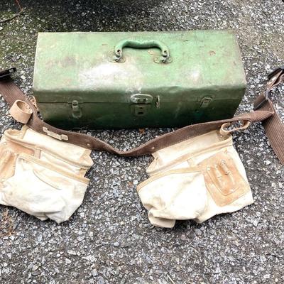 LOT 167G: Allegheny Cordless Impact Wrench and Battery in Storage Case, Metal Toolboxes with Contents and McGuire Nicholas Tool Belt
