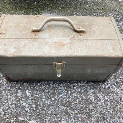 LOT 167G: Allegheny Cordless Impact Wrench and Battery in Storage Case, Metal Toolboxes with Contents and McGuire Nicholas Tool Belt