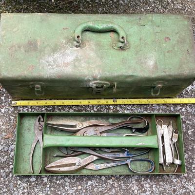 LOT 167G: Allegheny Cordless Impact Wrench and Battery in Storage Case, Metal Toolboxes with Contents and McGuire Nicholas Tool Belt
