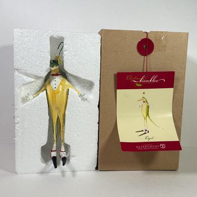 LOT 171K: Lenox Silverplate Scroll Santa Ornament w/ Box, Dept 56 Lizard Ornament w/ Box & Delicate Vintage Doilie Embroidered Ornaments